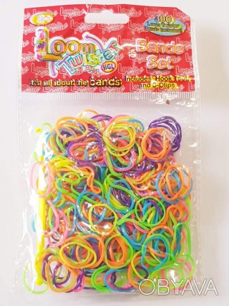 Резинки для плетения браслетов Loom twister разноцветные 200шт в упаковке, так ж. . фото 1