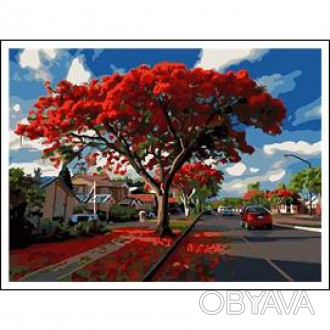  Товар на сайте >>>Раскраска по номерам 40*50см "Красное дерево" карт.уп (холст . . фото 1