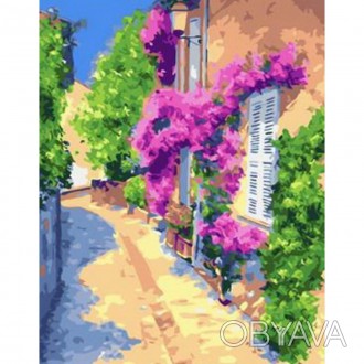  Товар на сайте >>>Раскраска по номерам 40*50см "Цветочная улица" карт.уп (холст. . фото 1