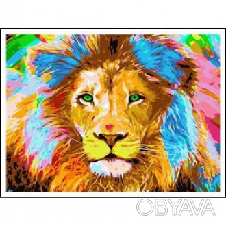  Товар на сайті >>>Раскраска по номерам 40*50см "Красочный лев" карт.уп (холст н. . фото 1
