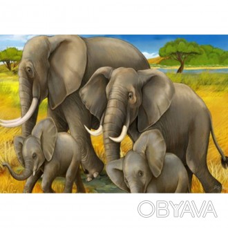  Товар на сайті >>>Раскраска по номерам 40*50см "Семья слонов" карт.уп (холст на. . фото 1