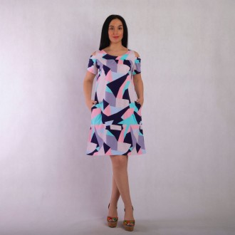 
Літня модна трикотажна сукня, виготовлена з натуральної бавовняної тканини. У д. . фото 2