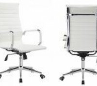 Офісне крісло з високою спинкою
 Міцна основа з хромованої сталі
 Оббивка в білі. . фото 5