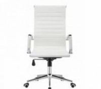 Офісне крісло з високою спинкою
 Міцна основа з хромованої сталі
 Оббивка в білі. . фото 3