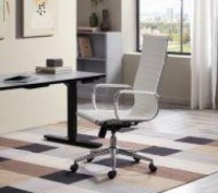 Офісне крісло з високою спинкою
 Міцна основа з хромованої сталі
 Оббивка в білі. . фото 6