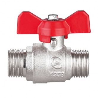 Кран шаровой латунный Double-lin Base с бабочкой 1/2" НН (78-083). Чернигов. фото 1 Кран шаровой латунный Double-lin Base с бабочкой 1/2" НН (78-083). Чернигов. фото 1