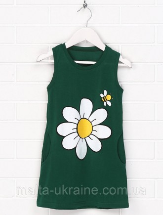 Это детское платье зеленого цвета с принтом – идеальный выбор для активных и сти. . фото 2