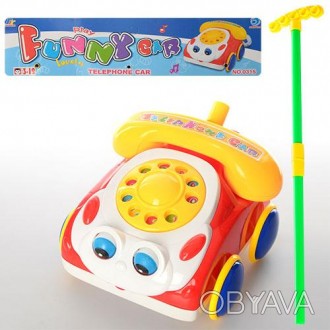 Такая оригинальная игрушка-каталка на палочке, как "Машинка-телефон" 0315, обяза. . фото 1