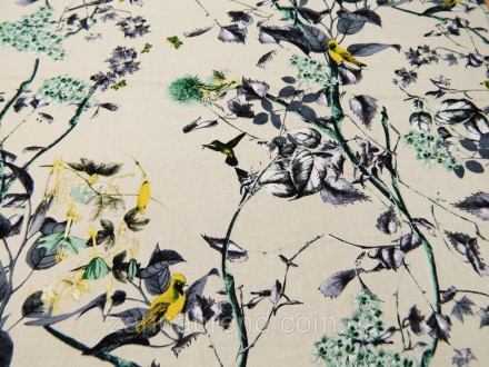 Летняя ткань лён светло-бежевого цвета "Сказочный сад" - очень практичная и удоб. . фото 2