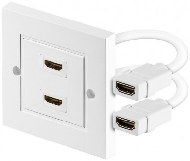 Розетка моніторна Goobay HDMI F/F 2x внутрішня 86x86mm HS+HEC+ARC білий (75.05.1. Киев. фото 1