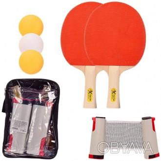 Набор для настольного теннисаВ комплекте:- 2 ракетки (толщина 6 мм.)- 3 мячика (. . фото 1