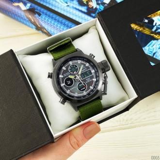 Часы AMST 3003 Black-Black Green Wristband 
Отправка по всей Украине "новой почт. . фото 4