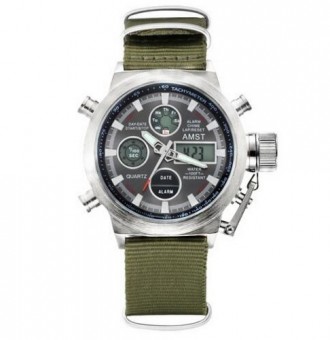 Часы AMST 3003C Silver-Black Green Wristband 
Отправка по всей Украине "новой по. . фото 2