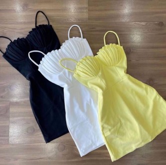 Нежное платье
Цвета: чёрный, белый, желтый 
Ткань: летняя костюмка 
Размеры:40-4. . фото 2