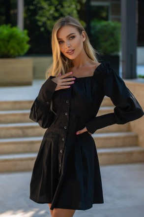 Платье рубашка 
Ткань котон 
Цвет чёрный 
Размер 42-46 универсальный . . фото 2