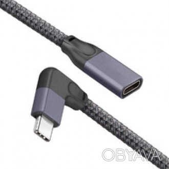 Угловой удлинительный кабель iLoungeMax USB Type-C USB-C 3.1 10Gbp/s 90° 1м . . фото 1