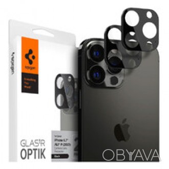Защитное стекло на камеру Spigen Optik Lens Protector Black для iPhone 13 Pro | . . фото 1
