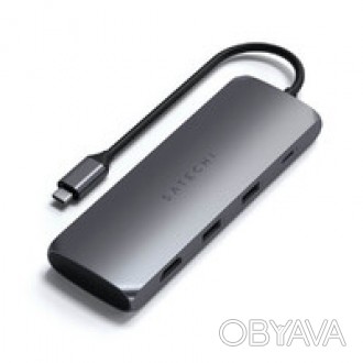 Хаб (адаптер) USB-C Satechi Hybrid Multiport с карманом для SSD Space Gray для M. . фото 1