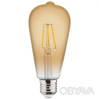 Лампа вінтажна світлодіодна "RUSTIC VINTAGE-6" 6W Filament led 2200К E27. . фото 1