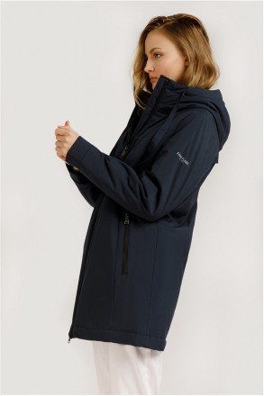 Весенняя куртка женская Finn Flare удлиненная с капюшоном черная из материала с . . фото 4