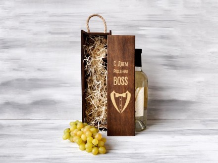 Коробка для вина с персональной гравировкой + Древесная стружка
Коробка из дерев. . фото 3