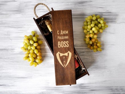 Коробка для вина с персональной гравировкой + Древесная стружка
Коробка из дерев. . фото 2