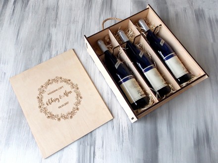 Коробка для вина на 3 бутылки или (1 отделением для бутылок и отделением для под. . фото 4