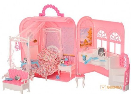 Кукольная мебель Глория Gloria 9988 Будуар Леди Барби, Спальня с ванной комнатой. . фото 4