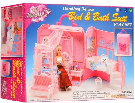 Кукольная мебель Глория Gloria 9988 Будуар Леди Барби, Спальня с ванной комнатой. . фото 3