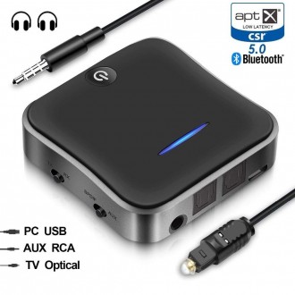 Bluetooth 5.0 аудио приемник передатчик aptX HD SPDIF VIKEFON BT-B19Сверхкомпакт. . фото 3