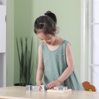 Займите ребенка увлекательной игрой с деревянными кубиками-пазлом Viga Toys Pola. . фото 8
