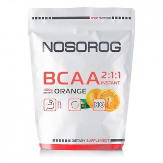 NOSOROG BCAA 2:1:1 400 грамм апельсин – это специальный комплекс для пауэрлифтер. . фото 2