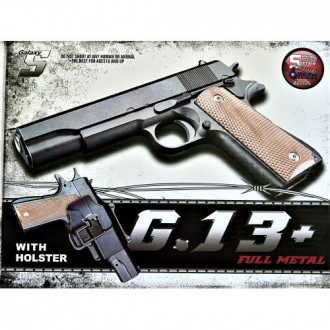 G13 Пистолет SmartWorld металл пластик с пульками и кобурой черный 
Galaxy G13+ . . фото 2