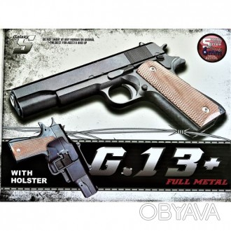 G13 Пистолет SmartWorld металл пластик с пульками и кобурой черный 
Galaxy G13+ . . фото 1