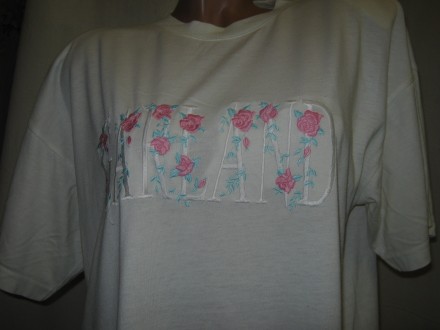 Женская футболка б/у,  размер визуально 50-52,  молочного цвета, короткий рукав,. . фото 4