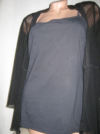 Женская блузка б/у летняя, черного цвета, однотонная, размер визуально 44-46, 2 . . фото 3