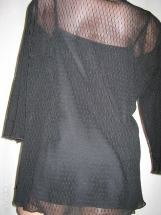 Женская блузка б/у летняя, черного цвета, однотонная, размер визуально 44-46, 2 . . фото 6