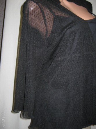 Женская блузка б/у летняя, черного цвета, однотонная, размер визуально 44-46, 2 . . фото 5