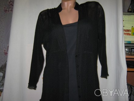 Женская блузка б/у летняя, черного цвета, однотонная, размер визуально 44-46, 2 . . фото 1