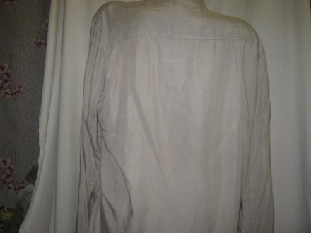 Рубашка б/у, цвет хаки (светлый), однотонная, унисекс, размер визуально 48-50, с. . фото 6