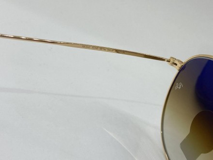 Солнцезащитные очки раунды RB3447 линзы стеклянные коричневый градиент в золотис. . фото 5