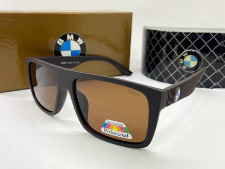 Солнцезащитные очки прямоугольники BMW линзы поляризованные коричневые в пластик. . фото 5