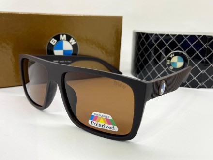 Солнцезащитные очки прямоугольники BMW линзы поляризованные коричневые в пластик. . фото 2
