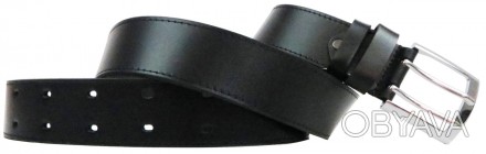 Широкий мужской кожаный ремень для джинс Skipper 1445-45 черный 4,5 см Стильный . . фото 1