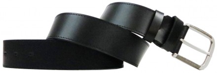 Широкий мужской кожаный ремень для джинс Skipper 1440-50 черный, ширина 5 см Шир. . фото 3