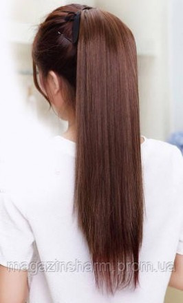 Длинный черный шиньон прямые волосы, выглядят как настоящие шикарные длинные вол. . фото 3