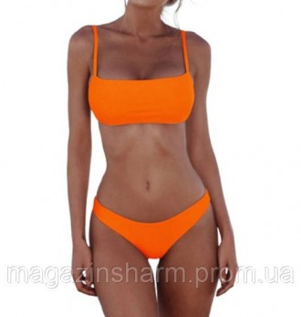 
Оранжевый модный купальник с лифом в форме майки. Очень удобная модель. Лиф с п. . фото 2