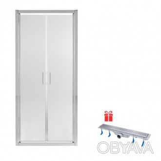 Набір Qtap двері в нішу Gemini CRM209.C6 90х190 см + трап лінійний Dry FB304-600. . фото 1