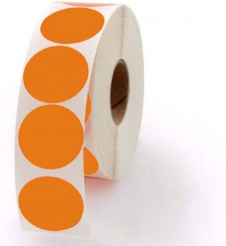 Жовтогарячі самоклейні круглі етикетки Seiko Instruments для смарт-принтера етик. . фото 3