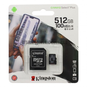 Карта пам'яті MicroSDXC 512Gb Kingston Canvas Select Plus Class 10 A1 UHS-I (ада. Запорожье. фото 1 Карта пам'яті MicroSDXC 512Gb Kingston Canvas Select Plus Class 10 A1 UHS-I (ада. Запорожье. фото 1